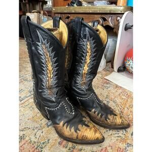 Vtg Tony Lama 6854 Sz 10 Men’s Fire Walker Leather Lizard Exotic Cowboy Boots